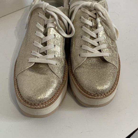 Dolce Vita Womens Glitter Gold Leather Casual Platform Sneakers Toyah Size 9 - Picture 4 of 13